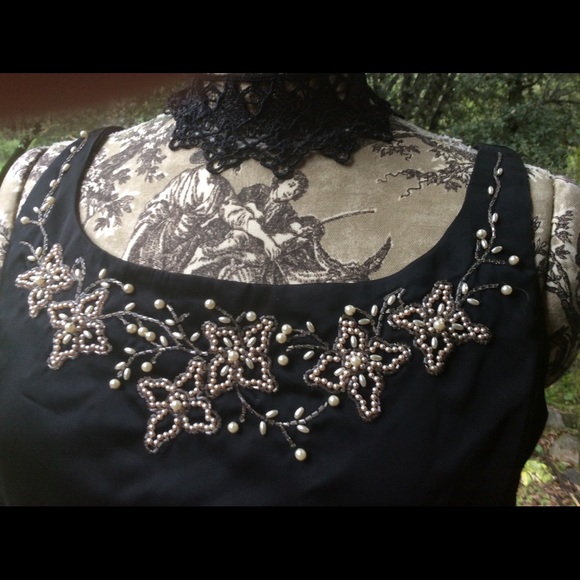 Vintage 1950 Satin Beaded Formal Top Nini 42” L - Picture 2 of 5